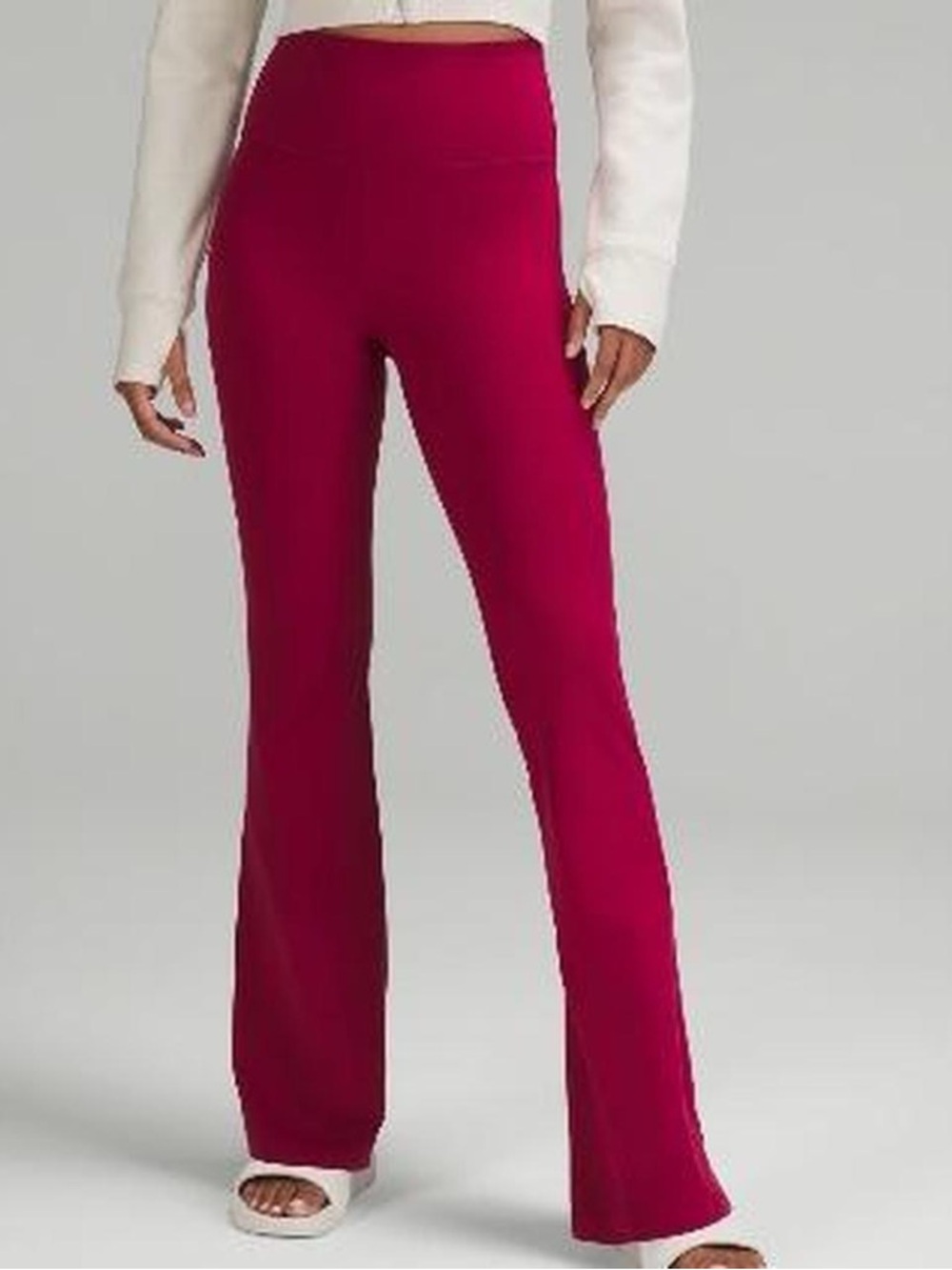 High-Rise Flare Pants in Deep Berry